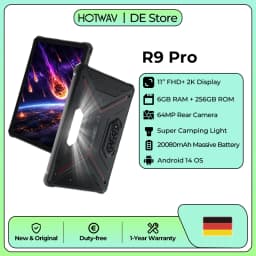 HOTWAV R9 Pro IP68 & IP69K Tablet 11'' FHD+ 2K Display 20080mAh Massive Battery 20W Fast Charging Super Campinglight Pad Android 14 6GB 256GB 64MP + 16MP Camera Global 4G Octa-core Tablet PC