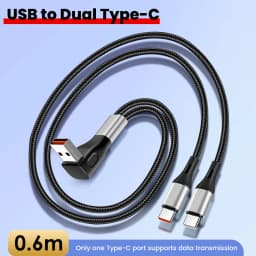6A USB to Type c Fast Charge Cable 2-in-1 Mobile Phone Charging Cable Dual Type-C Fast Charge Cable for iphone 15 16 Samsung