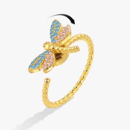 SMJEL Flower Shiny Rhinestone Rotatable Fidget Spinner Ring for Women Anti Anxiety Butterfly Animal Design Anti Stress Accessory