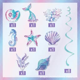 Mermaid Birthday Balloons Set 32inch Purple Number Shell Foil Ballon Girls Happy Little Mermaid 1st 2nd 3rd 4th Birthday Balloon