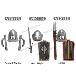 Medieval Military Castle Black Hawk Knight Building Blocks Gothic Cavalry Armor Shield Axe Soldier Figure Accessories Bricks Toy