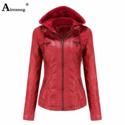 Yellow Red Faux Pu Leather Jackets 2025 Spring Autumn Fashion Zip up Top Outerwear Lady Basic Coats Plus Size Female Jackets New