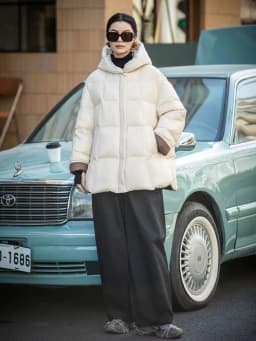 Winter Puff Hooded Patchwork Mid Length Down Jacket Women White Duck Down Fluffy Down Jackets Female Zipper Warm Parker Outwears