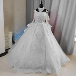 Customized NEW Luxury Square Neck Full Lace Long Sleeve Princess Wedding Dress Decal Bridal Ball Dress Real Dubai Wedding Dress