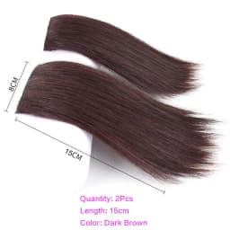2Pcs Synthetic Short Straight Pad Invisible Hair Extension Lining of Hair Top Side Cover Hairpiece for Women