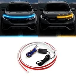 Car Hood Decorative Light LED Daytime Running Light Strip Start Scan Yellow Auto Turn Signal Indicator Headlight Universal 12V