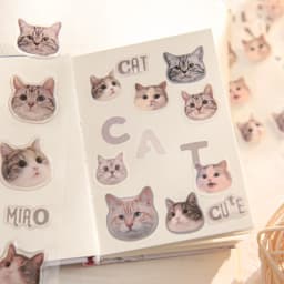 Mr Paper, Cute Cat Head Flat Stickers Cartoon Animal DIY Manual Decoration Stickers Kawaii Stationery Stickers for Phone Case