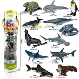 12pcs/set Updated Simulated Marine Animals Penguin Toy Model Realistic Sea Life Turtle Whale Toys For Children Christmas Gifts