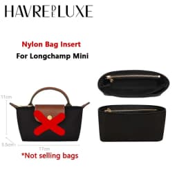 Bag Organizer Insert For Longchamp LePliage Tote Bag,Zipper Inner,Waterproof Purse Nylon Organizer, Keep Bag Shape Accessories