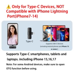 Type-C Port Professional Wireless Lavalier Microphone for Smartphones, Computers, Tablets, Plug and Play