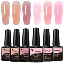 Rose Rubber Base Venalisa Nail Gel Polish 6pcs/Kit HEMA FREE Jelly Pink Color Self Leveling Gel Long Wear Nail Manicure Set