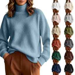 Women Fall Winter Pure Color Long Sleeved High Neck Round Neck Knitted Pullover Sweater Light Sweat Shirts Women