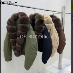 OFTBUY Natural Fox Fur Collar White Duck Down Jacket Winter Warm Thick Windproof Luxury Streetwear Women New Winter Clothin