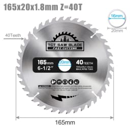 XCAN 165mm Circular Saw Blade TCT Carbide Saw Blade For Woodworking Cutting Tools Wood Cutting Disc 24/40/48/60T