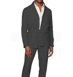 New 2 Pieces Linen Men's Suits With Belt Tuxedo Summer Casual Style Groomsmen For Wedding(Blazer+Pants)
