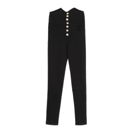 2022 Autumn Spring New Black leggings Casual Elastic High Waist stretch feet pants women's Metal Buttons was thin Pencil Pants