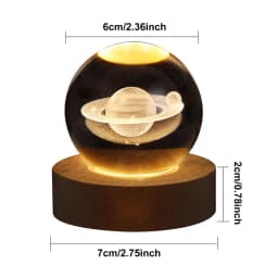 Unique 3D Crystal Ball Night Light Led Lamp Bedside Table Glowing Galaxy Lamp Saturn Planets Moon Children Christmas Gift Toy