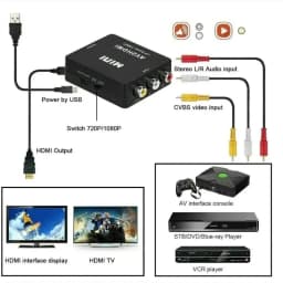 RCA AV To HDMI-compatible Converter AV/CVSB L/R Video Box HD 1080P 1920*1080 Support NTSC PAL Output AV To HDMI-compatible