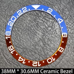 Sloping 38mm * 30.6mm Ceramic/Aluminum Blue Luminous Bezel GMT and Diving Watch Insert Fit for 40mm Watch Case Replacement Watch