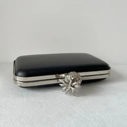 Antique DIY Bag Accessories Rectangle Metal Box Clutch Frame with Black Plastic Shell And Pineapple Top Head Purse Frame Mold