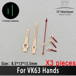 VK63 Hands High Quality VK63 Watch Hands Racing Hands C3 Green Luminous Watch Hands VK 63 Quartz Movement Men's Watches Parts
