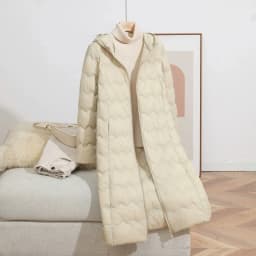 Schinteon Women's Lightweight 90% White Duck down Long Jacket with Hood Fashion Autumn Winter High Qaulity Slim Outwear 2026