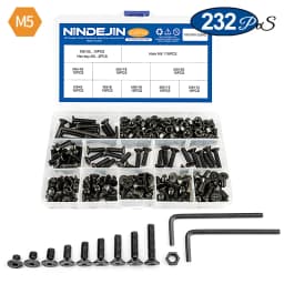 NINDEJIN hex hexagon socket countersunk head screw kit m2 m2.5 m3 m4 m5 m6 carbon steel flat head bolt and nut screw set