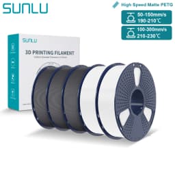 SUNLU High Speed Matte PETG Filament 1.75mm High Toughness Easy Print Fast 3D Printing Material Durable Smooth Finish 1KG Spool