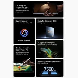 Global Version Xiaomi Pad Mini Tablet MediaTek Dimensity 9400+ Processor 8.8" 3K 165Hz Display 7500mAh Large Battery