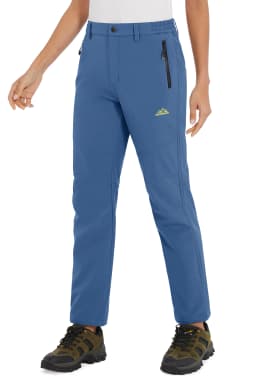 TACVASEN Womens Winter Waterproof pants Fleece Lined Softshell Trousers With Zipper Pockets Thermal Cargo Outdoor Ski Pants
