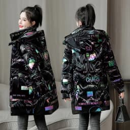 2026 Winter New Gloss Cotton Jacket Women's Medium to Long Korean Loose Coat Lady Thick Hooded Coats Female Warm Parker Overcoat