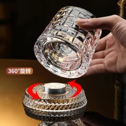 2PCS Whiskey Glasses Rotating Whisky Glass With Glass Base 360 Rotate Degrees Crystal Rum Glass For Cocktail Party Drinking Gift