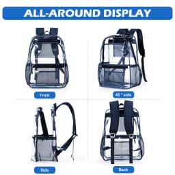 Clear Polyester Backpack - Stylish Transparent Daypack for School Multipocket Transparent Backpack Casual Modern Aesthetic Bag 