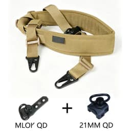 Tactical Adjustable 1/2 Point Crossbody Rope Nylon Rifle Shoulder Strap Outdoor Hunting AR15 Sling with M-system QD+21MM QD