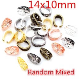 20pcs 3-Styles Beads Bails Pendants Jewelry Making DIY Necklace Silver Plated Gold Black Beads Bails Pendants Charm Beads Bails