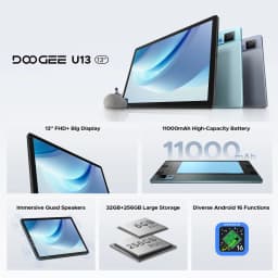 DOOGEE U13 Tablet PC Android 16 13'' FHD+ Screen 32GB RAM 256GB ROM 11000mAh Large Battery 7.5mm Ultra-thin Gemini AI Smart Pad