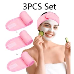 3Pcs Women'S Makeup, Face Wash, Solid Color Velcro Headbands, Sports Yoga Headbands, Spa Bathroom Headbands