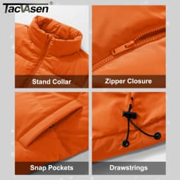 TACVASEN Winter Padded Puffer Down Coats Womens Warmth Stand Collar Full Zip-up Jackets Lightweight Waterproof Quilted Outwears