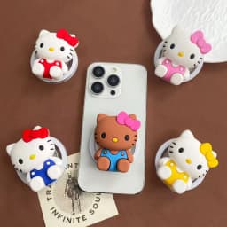 3D Sanrio Hello Kitty For Magsafe Magnetic Phone Griptok Grip Tok Stand Cute Cartoon For iPhone Foldable Silicone Holder Case