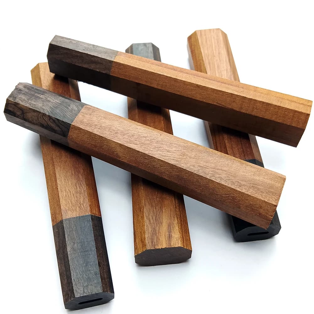 1piece Red Kibao + Ebony Octagonal Knife Handle for DIY Japanese Style Kitchen Knife Handle Fish Raw Knife Handle Length 115mm