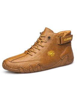 CLOHOO Hand-Sewn Soft-Soled Octopus Boot Men's Short Boots High-Top Leather Boots for Men