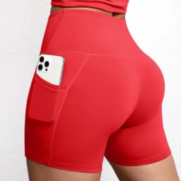 Solid Color Yoga Pants With Pockets Quick Drying High Waisted Gym Push Up Yoga Shorts for Woman Breathable Workout Fitness Short