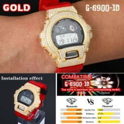 DW-6900 Series Moissanite Watch Case S925 Sterling Silver Iced Out Bezel For Men's Hip Hop Jewelry Watch Accessories