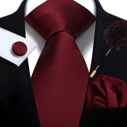 Men's Solid Necktie Cufflinks Pocket Square Lapel Pin Flower Brooch Elegant Man Wedding Shirt Accessory Set Suit Groomsmen Gifts