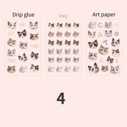 Mr Paper, Cute Cat Head Flat Stickers Cartoon Animal DIY Manual Decoration Stickers Kawaii Stationery Stickers for Phone Case