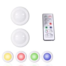 1 Set Multiple Controls 16 Colors Cabinet Light Dimmable LED Round Night Light Portable Cabinet Kitchen Closet Lamps with Remote