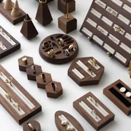 Walnut Wood Jewelry Display Stand Vintage Ring Earring Display Tray Velvet Lining for Jewelry Photography Shop Counter Display