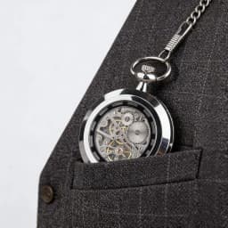 Cool Skeletonized Black/Silver Mechanical Pocket Watch with Transparent for Men Women Vintage Steampunk pocket watch mechanical