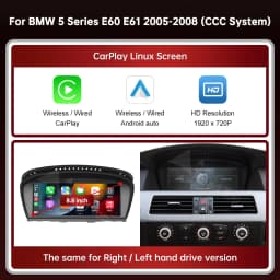 RoadTop 8.8" Wireless CarPlay Display Screen Android Auto Multimedia Linux Screen For BMW 5 Series E60 E61 CCC CIC System
