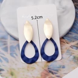 New Blue Color Dangle Earring for Women Round Metal Flower Leaf Crystal Gem Star Brincos Sweet Wedding Party Jewelry Xmas Gift